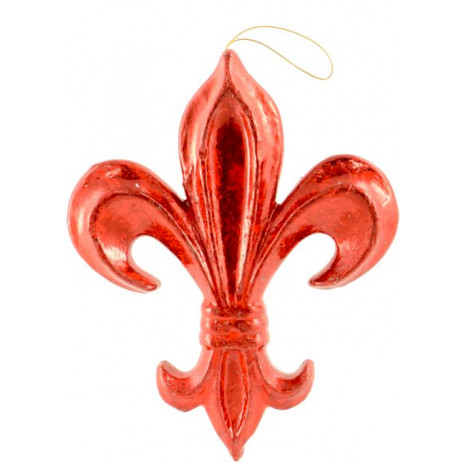 10" Fleur de Lis Ornament:  Red Leaf