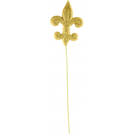Gold Glitter Fleur de Lis Pick: 4"
