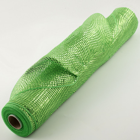 21" Poly Deco Mesh: Deluxe Wide Foil Lime Green