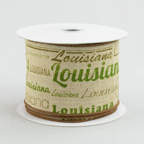 2.5" Faux Linen Louisiana Print Ribbon (10 yards)