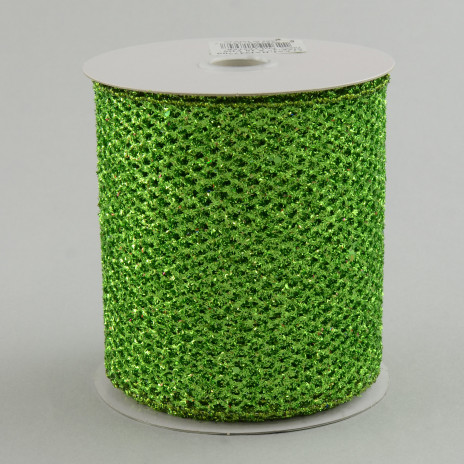 Glittter Diamond Mesh Ribbon: Green (4" x 10 Yards)