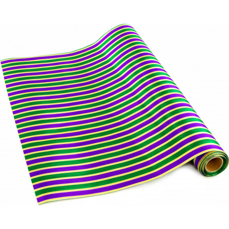19" Metallic Mardi Gras Striped Fabric Roll