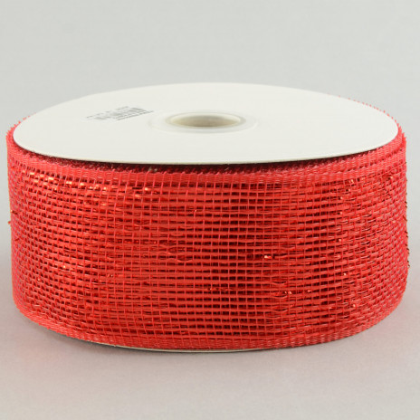 2.5" Poly Deco Mesh Ribbon: Metallic Red
