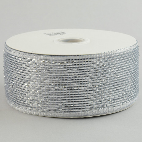 2.5" Poly Deco Mesh Ribbon: Metallic Silver