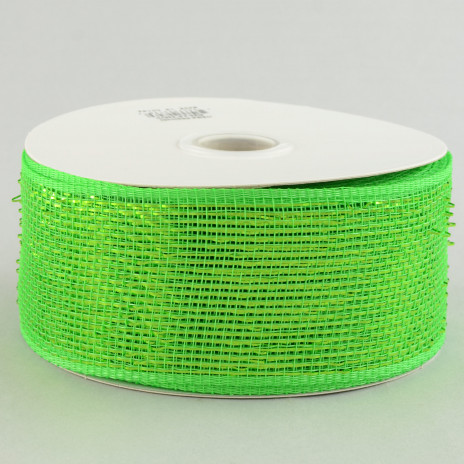 2.5" Poly Deco Mesh Ribbon: Metallic Lime Green