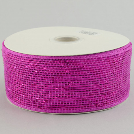 2.5" Poly Deco Mesh Ribbon: Metallic Fuchsia Pink