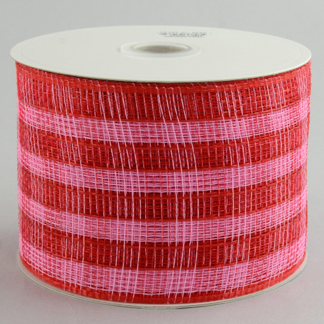 4" Poly Deco Mesh Ribbon: Metallic Red/Pink Plaid (25 Yds)