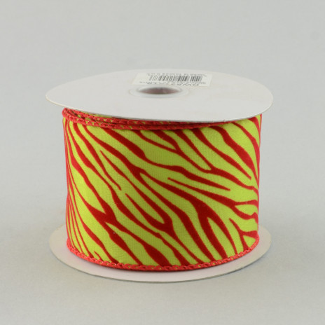 2.5" Red/Lime Animal Print Ribbon (10 Yards)