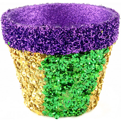 5.5" Glittered Mardi Gras Pot
