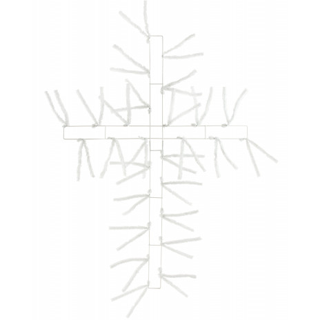 36" Tinsel Work Cross Form: White