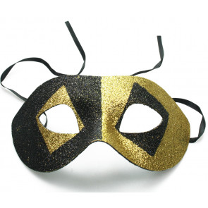 Diamond Party Mask: Black & Gold