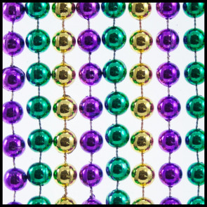 10mm Beads 60" Colors of Mardi Gras