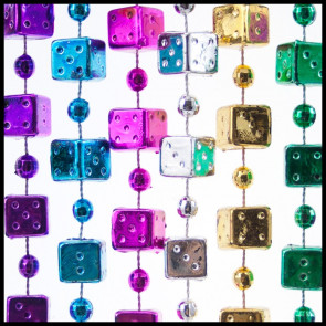 12mm Jumbo Dice Beads 42" Metallic 6-Color