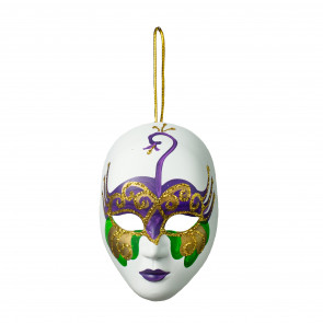 4" White Mardi Gras Mask Ornament: Butterfly