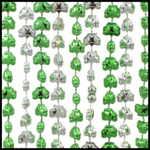 Mini Shamrock Beads 33" Metallic Green & Silver
