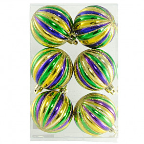 2.25" Mardi Gras Vertical Stripe Ornaments: PGG (Box/6)