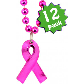 Pink Ribbon Beads (12)