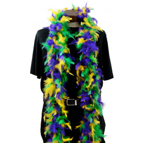Sanwuta 20 Pieces Mardi Gras Boas Bulk, Mardi Gras Party Decorations, 6 ft Golden Green Purple Mardi Gras Feathers Costume Accessoires for Adults Women Men