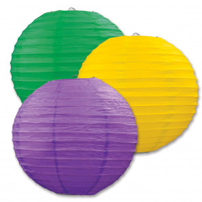 Purple, Green and Yellow Paper Lantern Set