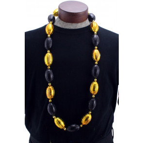 Jumbo Football Beads: Black & Gold