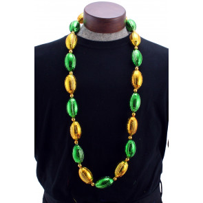 Jumbo Football Beads: Green & Gold