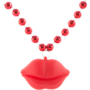 Light Up Red Lips Necklace On Red Beads