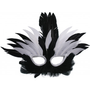 Black & White Formal Feather Mask
