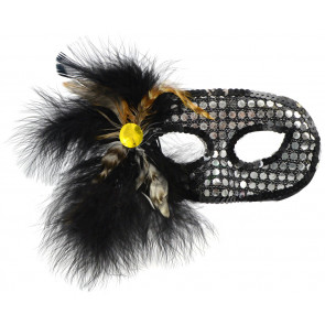 Silver LamÃ© Feather Mask