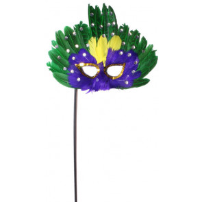 PGG Sequin Feather Mask on Stick