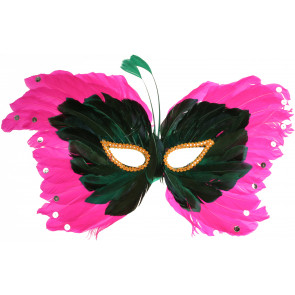 Hot Pink Butterfly Feather Mask