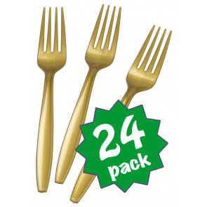 Plastic Forks: Gold (Pack of 24)