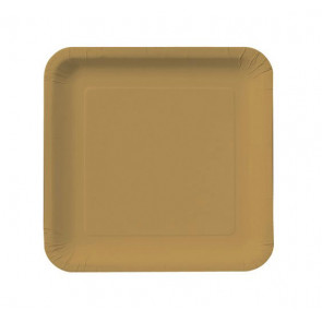 9" Square Dinner Plates: Glittering Gold (18)