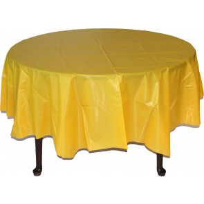 82" Octy-Round Plastic Tablecover: Yellow
