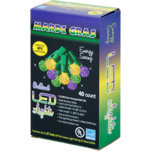 LED Mardi Gras Mini Globe Lights: 40 Light Strand