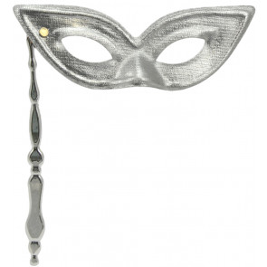 Metallic Cat Eye Stick Mask: Silver