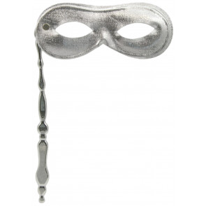Metallic Domino Stick Mask: Silver