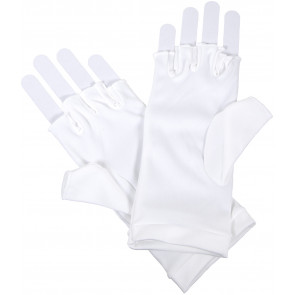 8" Adult Fingerless Gloves: White