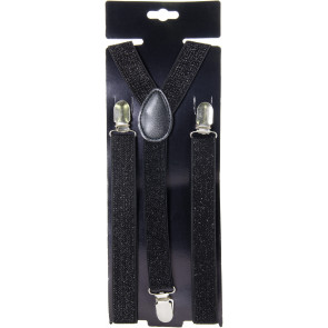 Black Metallic Elastic Suspenders