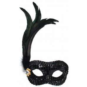 Black Jewel Feather Mask