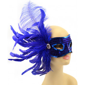 Sapphire Sequin Feather Mask