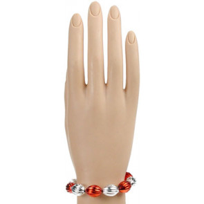 Spiral Bead Bracelet: Red & Silver