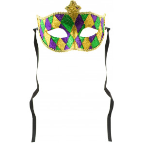 Metallic Glitter Mardi Gras Harlequin Mask