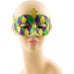 Metallic Glitter Mardi Gras Harlequin Mask