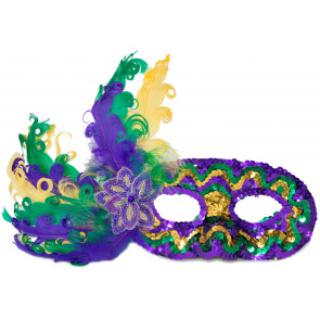 Mardi Gras Curled Feather Mask
