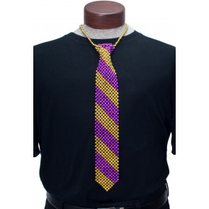 Beaded Necktie: Purple & Gold
