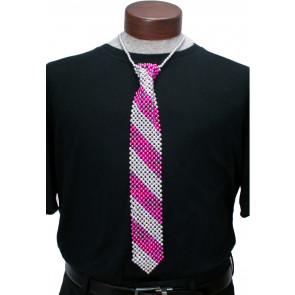 Beaded Necktie: Hot Pink & Silver