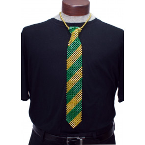 Beaded Necktie: Green & Gold