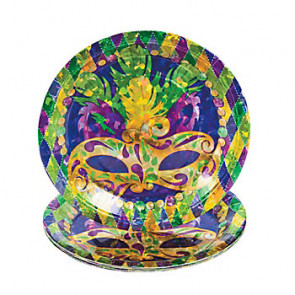 9" Prismatic Mardi Gras Mask Plate (8)