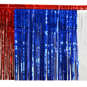 1-Ply Fringe Drape: Red/White/Blue (10' x 15