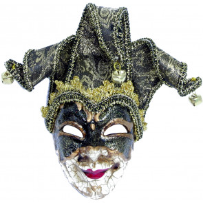 Antique Jester Mask Ornament: Black